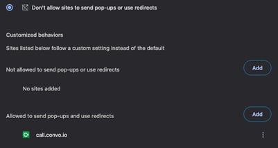 Only Allow Pop-ups from Convo Call