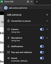 Permission Settings in Chrome - Convo Call
