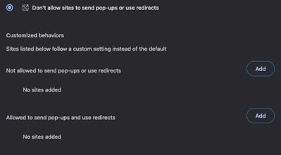 Pop-ups disallowed from any sites - Convo Call