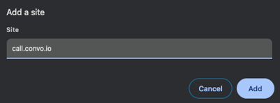 Type call.convo.io in allow list - Convo Call